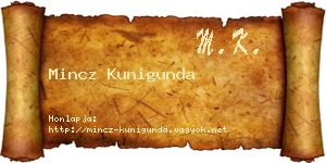 Mincz Kunigunda névjegykártya